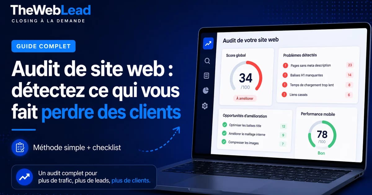 Audit de site web : détectez ce qui vous fait perdre des clients, méthode TheWebLead en 10 étapes avec checklist