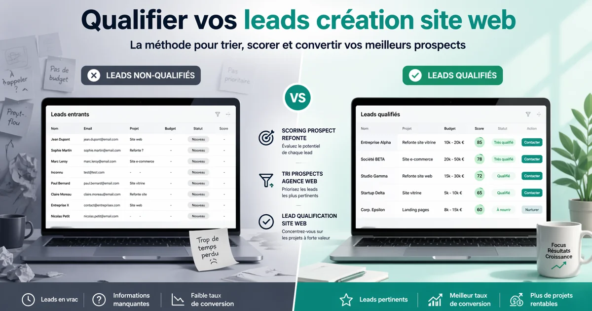 Qualifier vos leads création site web : la méthode pour trier, scorer et convertir vos meilleurs prospects